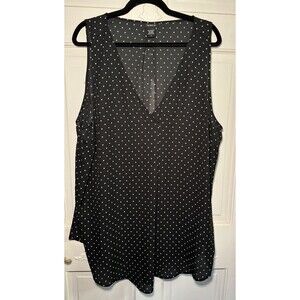 Torrid 3X Black White Polka Dot Sleeveless Top Plus Size Retro Pinup Blouse NWOT